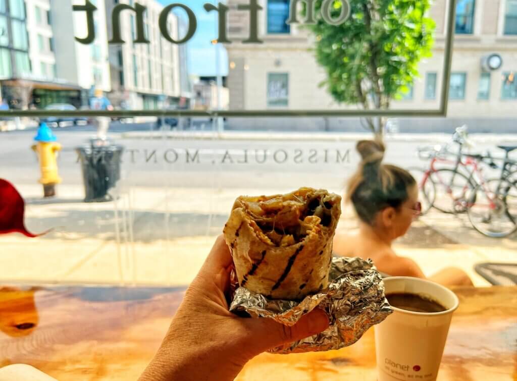 A breakfast burrito at the Market on Front in downtown Missoula, Montana. (Credit: Gatherandgotravel.com)