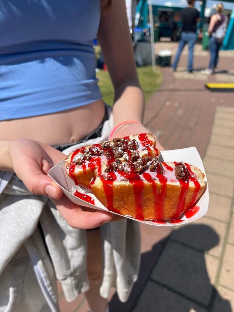A stuffed donut ice cream sandwich at Caras Park in Missoula, Montana (Credit: Gatherandgotravel.com)