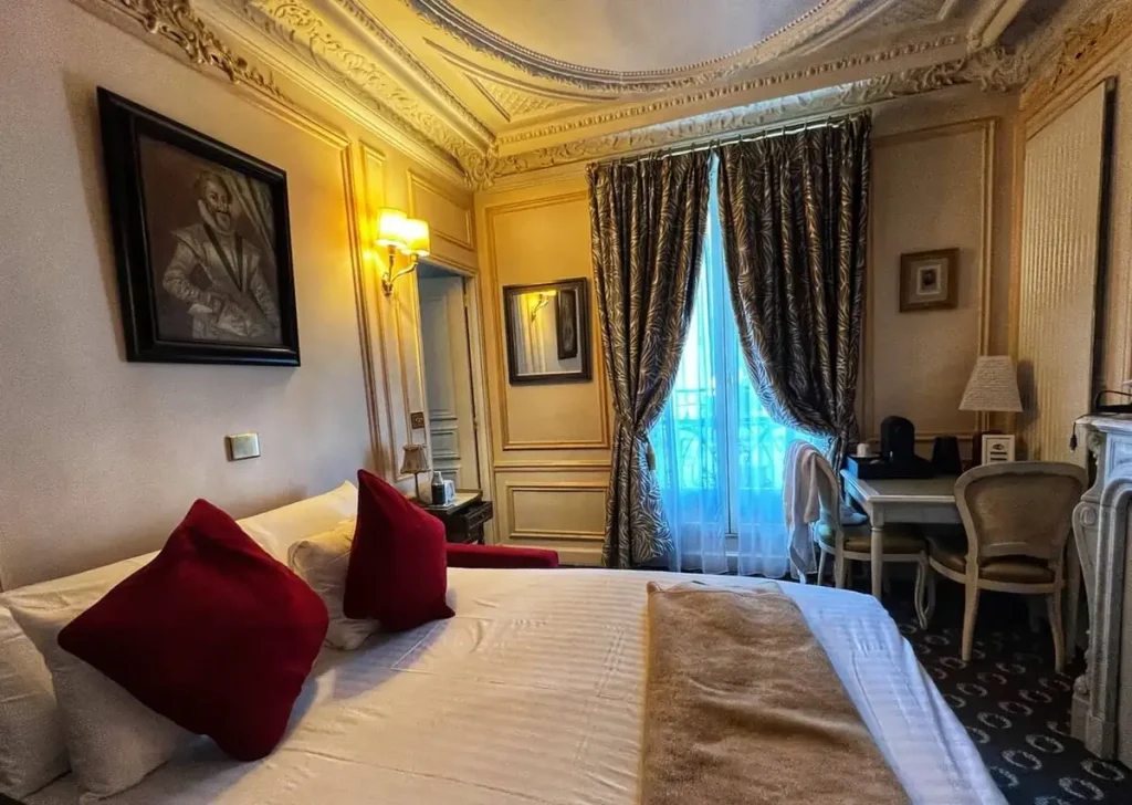 Room interior at the Hotel Residence Henri IV in the Latin Quarter in Paris